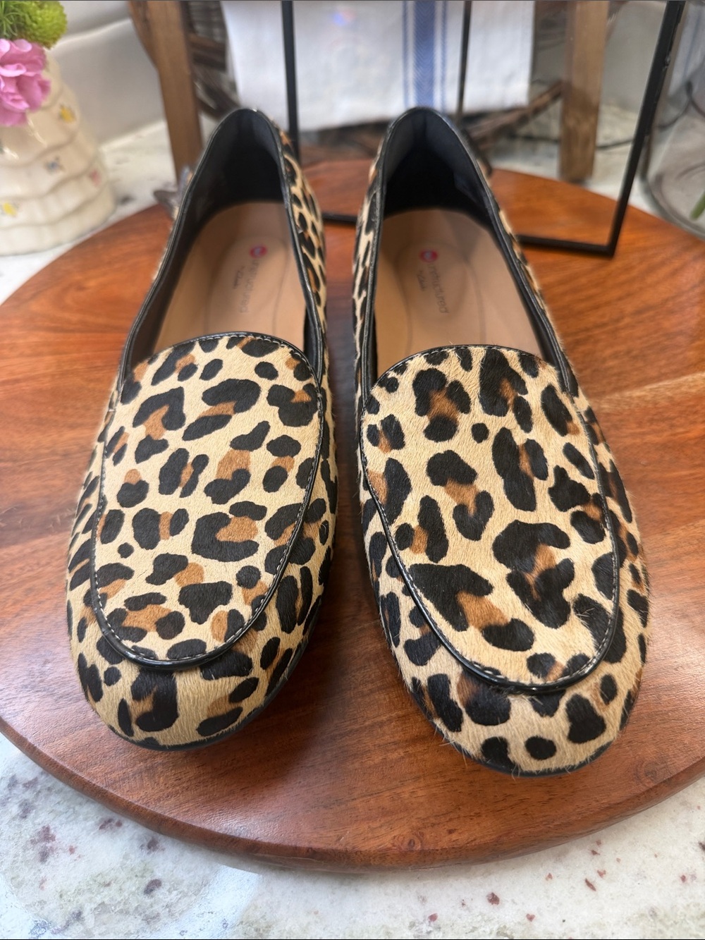 Clarks Un Blush Ease Leopard Print Pony Hair Leather